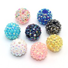 20 Pcs Acrylic Rhinestone Gems Pave DISCO Ball Beads 16mm Spacer Jewelry Making