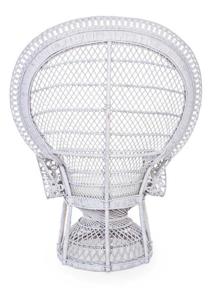 Poltrona Pavone Bianca Rattan Vimini Naturale Poltrone Giardino Esterno Interno - Immagine 4 di 4