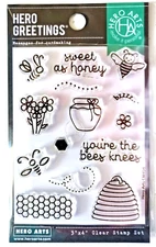 Busy as a Honey Bee 3x4" Poly Clear Stamp Set Hero Arts CM494 NEW!