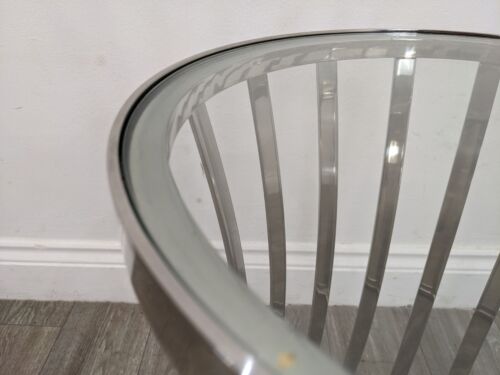 COFFEE TABLE Circular Glass Top Mirrored Chrome Side Lamp Table FREE DELIVERY - Picture 12 of 18