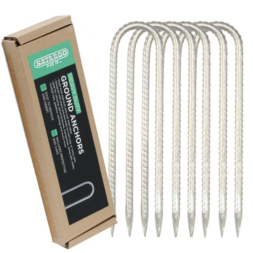 12" Heavy Duty Steel Tent Pegs U Ground Stakes Marquee Gazebo Galvanized Anchors