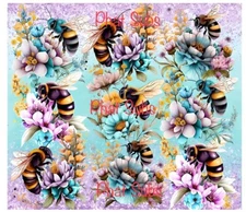 20oz Sublimation Tumbler Wrap Glitter Wasp Ready To Press Heat Transfer