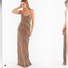 Show Me Your Mumu Romance Ruffle Dress- dune chiffon NWT L