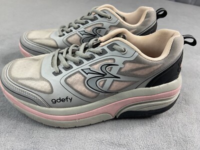 Gravity Defyer Gdefy Shoes Womens 7.5 Gray Pink Ion Walking Sneakers Comfort