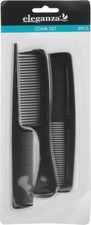 3 X Black Comb Set Hair Styling Hairdressing Salon Barbers Men Women Smooth Cut