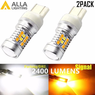 Alla Lighting 2x 7443 7444NA White Yellow LED Switchback Turn Signal Light Bulbs