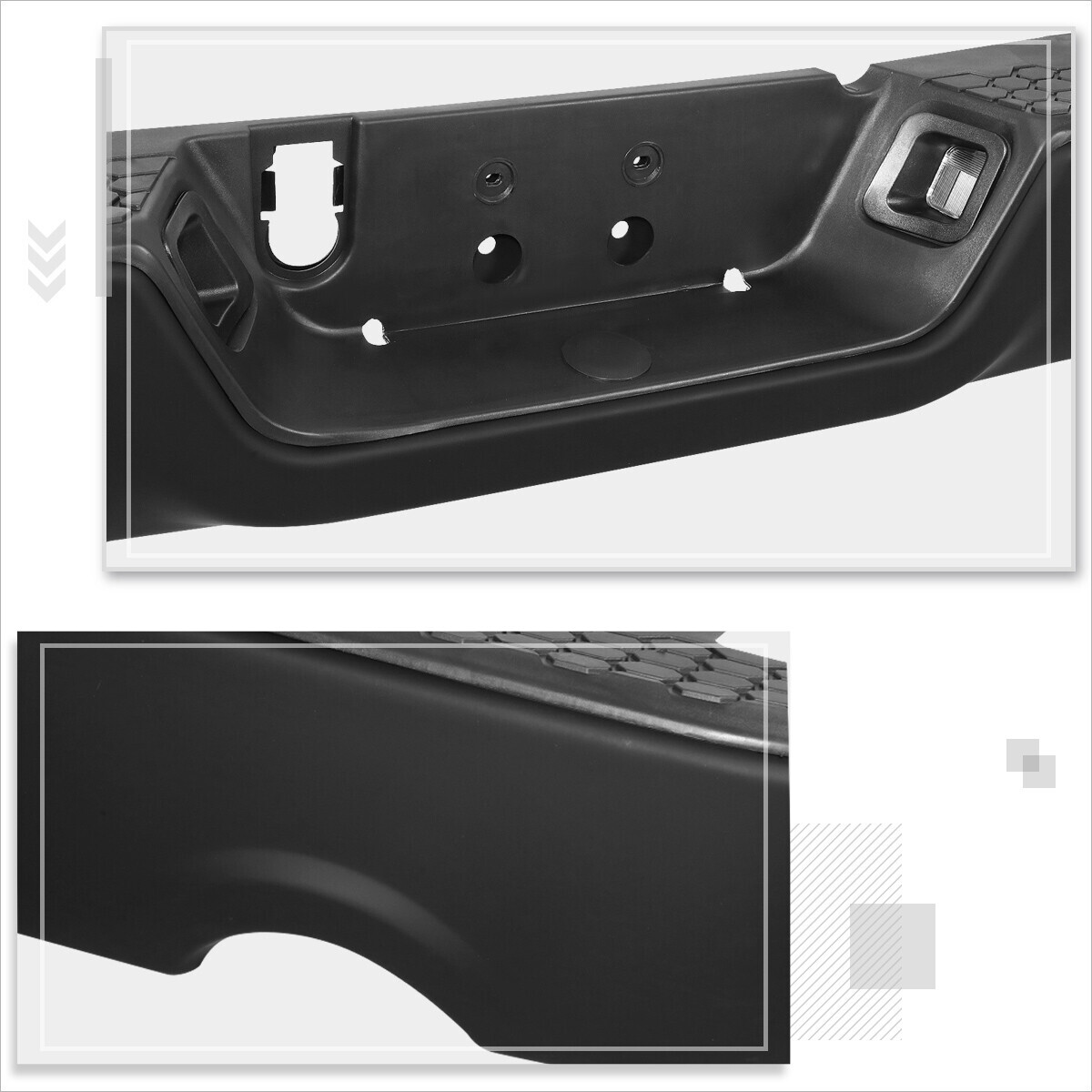 For 09-19 Ram 1500 w/ Dual Exhaust w/o Parking Sensor Holes Rear Bumper Black