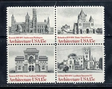1838-1841 * ARCHITECTURE *  U.S. Postage Stamps Block Of 4  MNH