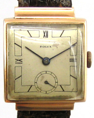 ROLEX ART DECO DESIGN Ref 3512 VINTAGE SAMMLERUHR 14 KT ROTGOLD