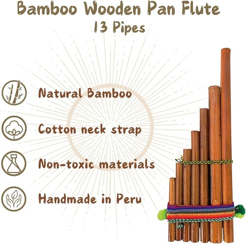 Large Handcrafted Bamboo Pan Flute with Cotton Strap - Unique Gift for Musicians - Picture 5 of 8