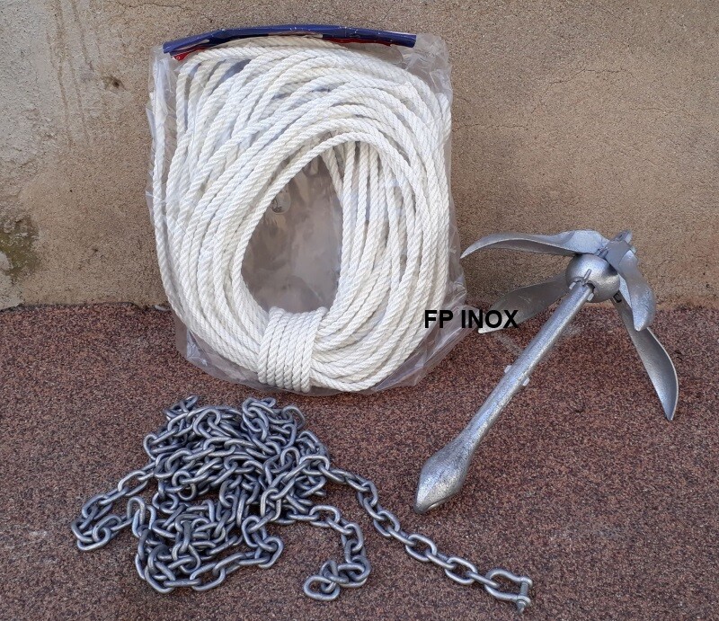 Ancre grappin 4kg avec ligne de mouillage complète pour stabiliser votre kayak