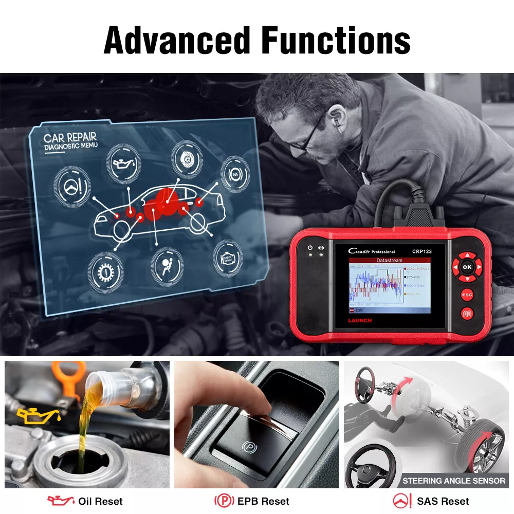 Professional Automotive Scanner: Launch X431 Crp123 Obd2 - Engine, Abs, Srs  & At Code Reader - Lifetime Free Updates! - Temu