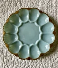 Vintage Anchor Hocking Delphine Blue Milk Glass Deviled Egg Plate