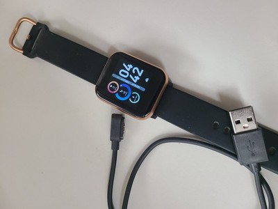 iTech Fusion 2 Smartwatch Fitness Tracker Black Rose Gold w/ Charger Model...