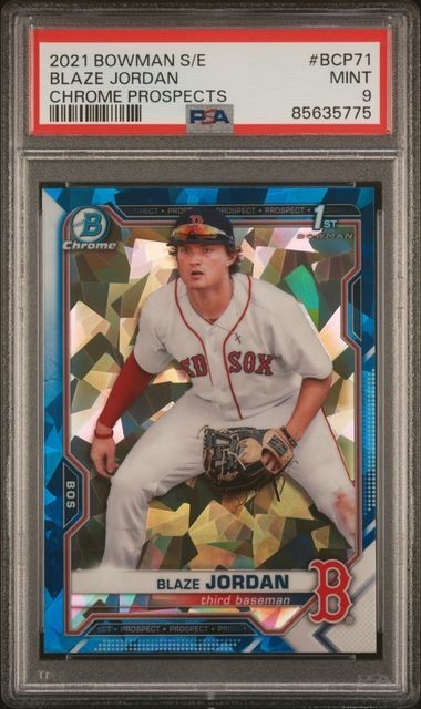 2021 BOWMAN SAPPHIRE EDITION CHROME PROSPECTS #BCP71 BLAZE JORDAN PSA 9 Red Sox