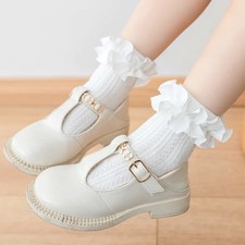 Cotton Lace Ruffle Princess Mesh Breathable Socks Children Ankle Short Sock Whit