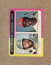 1975 Topps Baseball Stolen Base Leaders Bill North Lou Brock Card #309