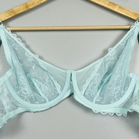 Studio La Perla aqua sheer mesh lace underwire bra, US 36C.
