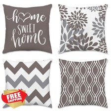Hexagram Grey Pillow Covers, 16x16, Set of 4, Boho Farmhouse