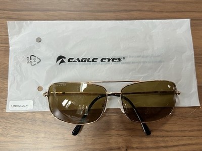Eagle Eyes Navigator Sunglasses Polarized  TriLenium Lens Case Gold-plated Frame