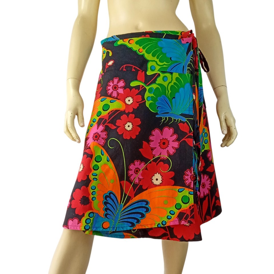 YAB-YUM ladies size 12 skirt floral wrap colourful bright 100% cotton boho