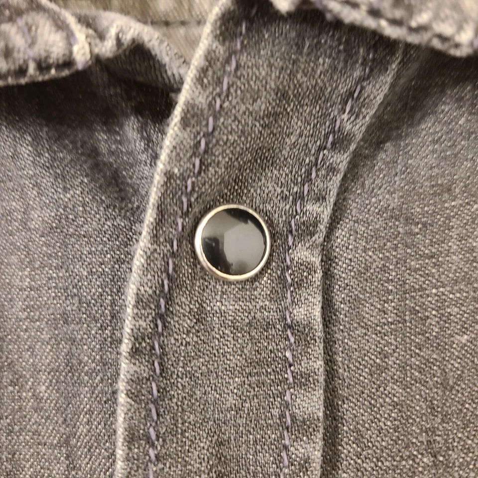 J Lindeberg Shirt Mens XL Black Pearl Snap Jean Denim Long Sleeve  - Image 2 of 4