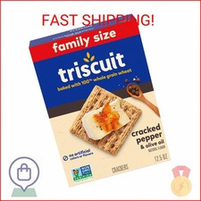 Triscuit Cracked Pepper  Olive Oil Whole Grain Wheat Crackers, Lunch Snacks, Sn