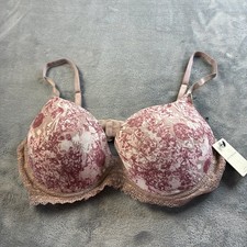 Lucky Brand Mauve Floral Light Lift Demi Bra Padded Underwire 38C NEW