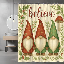 Christmas Gnome Shower Curtain - Believe Holiday Decor
