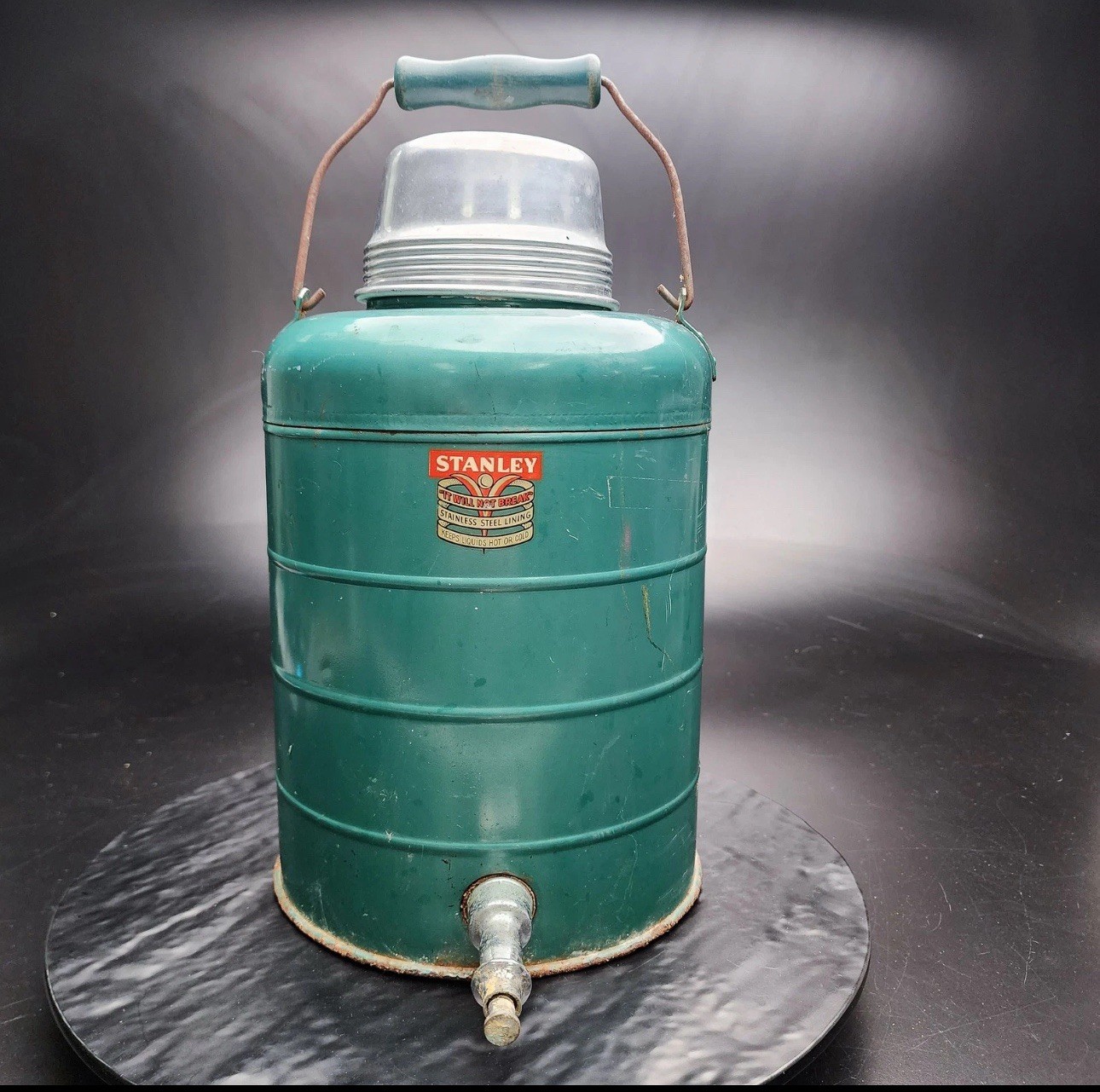 Jarra térmica grande Stanley verde vintage 1950 irrompible camping/caza