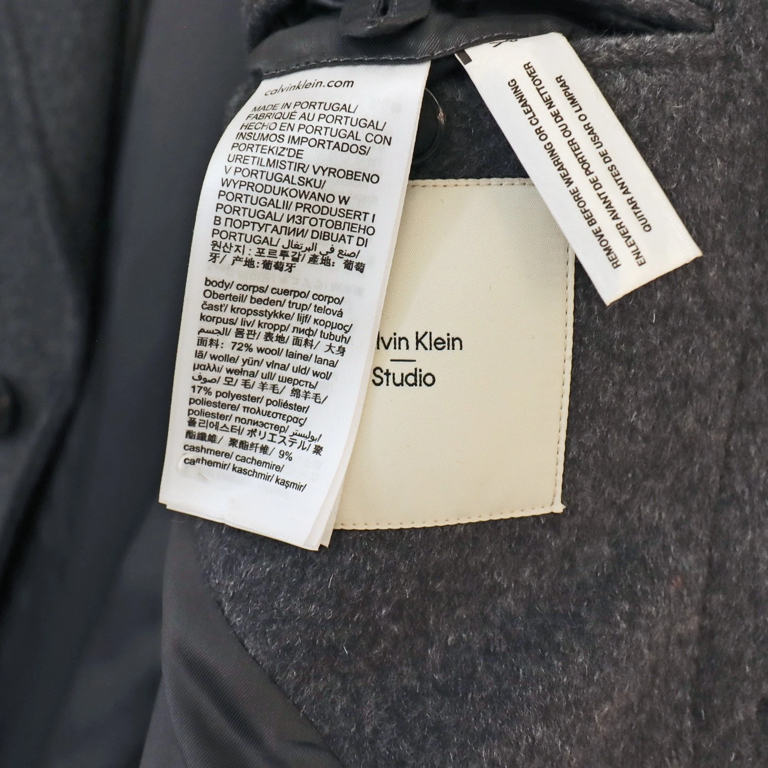 NWOT Mens Cashmere Blend Overcoat XS Dark Gray Coat Calvin Klein Studio Topcoat - product detail image 4