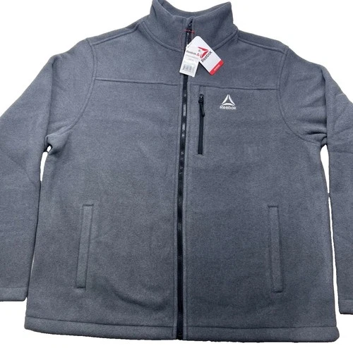 Reebok Outerwear Full Zip Men’s Jacket Fleece XL Black Heather NEW Tags - product listing photo