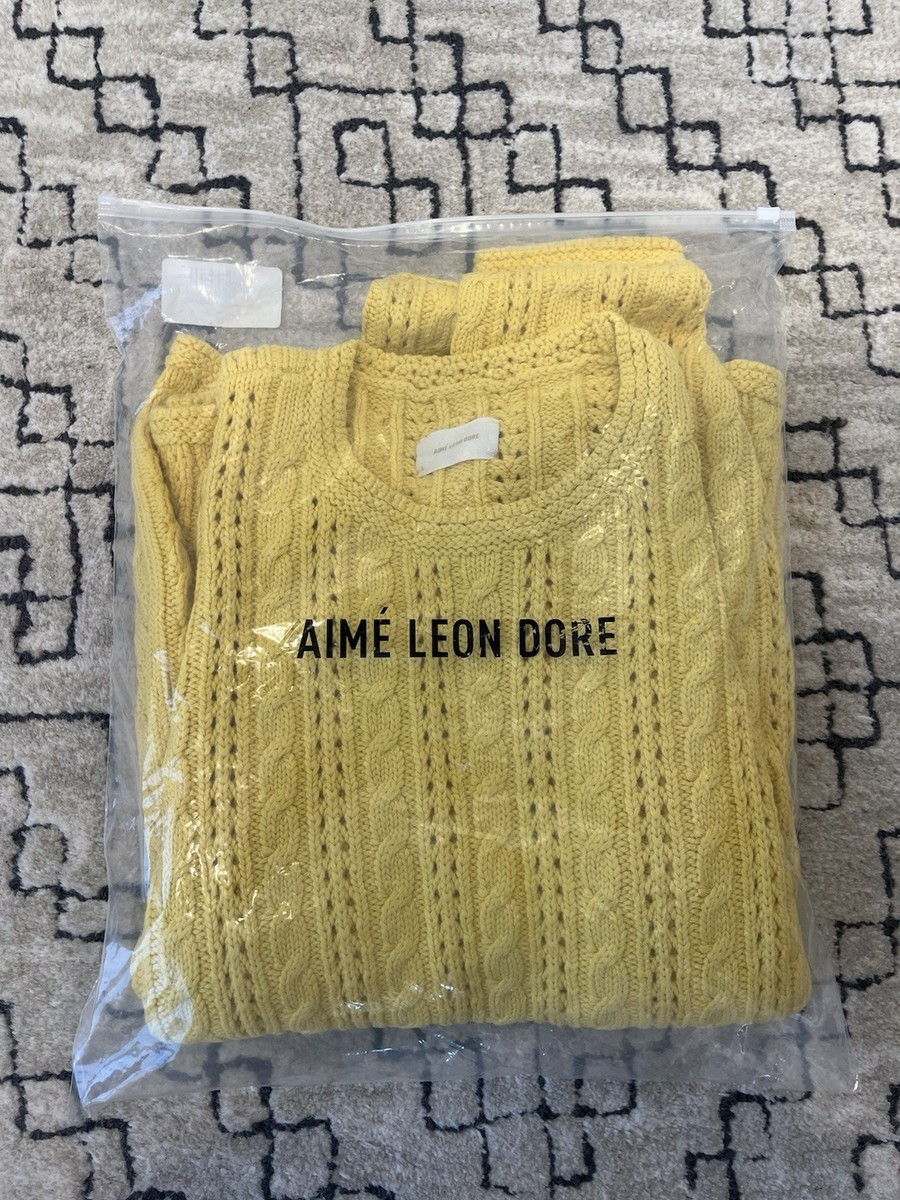 Aimé Leon Dore ALD Pointelle Cable Crewneck Sweater Acacia (Yellow