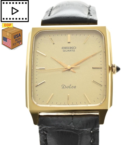 Vintage 1983 [NEAR MINT] SEIKO Dolce 5931-5550 Gold 26mm Mens Quartz Watch JAPAN