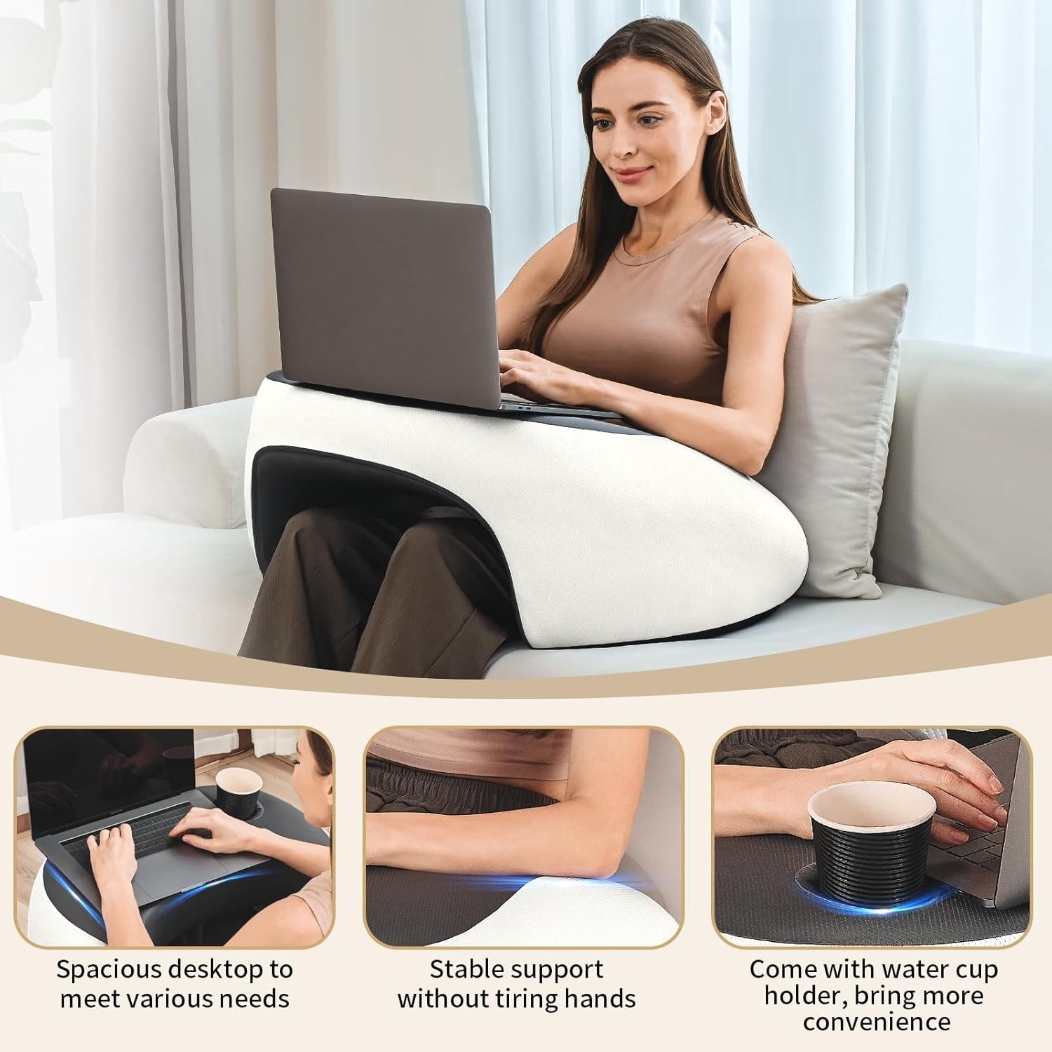 Gaming Lap Desk Pillow – Large 23″ Flat Surface Laptop Pillow for Couch & Sofa