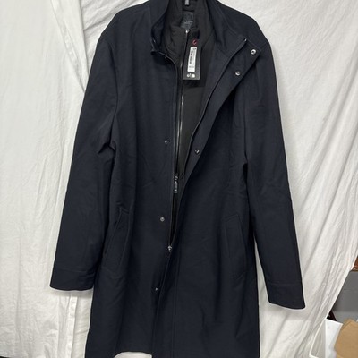 Ted Baker Overcoat Women's Size 4 Black Full Zip Buttons Funnel Neck Long Sleeve