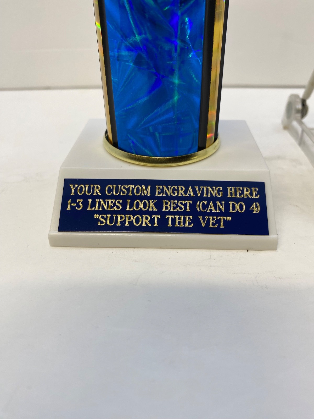 BASS FISHING 12" TROPHY AWARD FREE CUSTOM ENGRAVING  "SUPPORT THE VET"