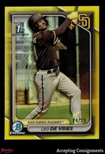 2024 Bowman Chrome Yellow Refractors #BCP179 Leo De Vries 1st ROOKIE 24/75