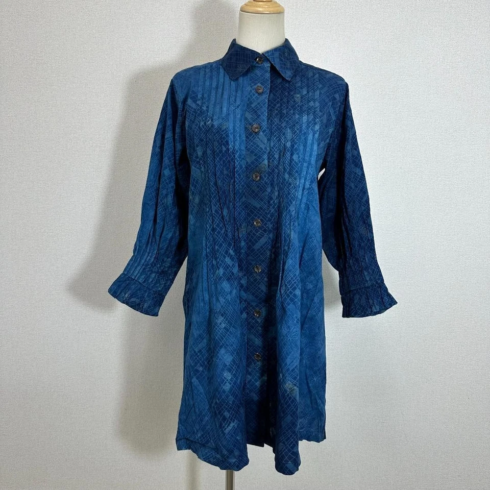 Third Blue Kyoto Long Shirt Linen 100% Navy Blue L Size Brand & Linen - Image 2 of 4