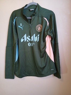 Manchester City Player Issue Training Top Mefium  1/4 Zip Green Asahi Sponsor