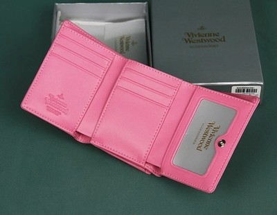 Vivienne Westwood Tri-fold wallet Embossed leather orb Pink 43591
