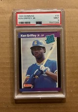 KEN GRIFFEY JR.~1989 DONRUSS PSA-9 MINT HOT MLB ROOKIE RC CARD #33-4x ERROR Card