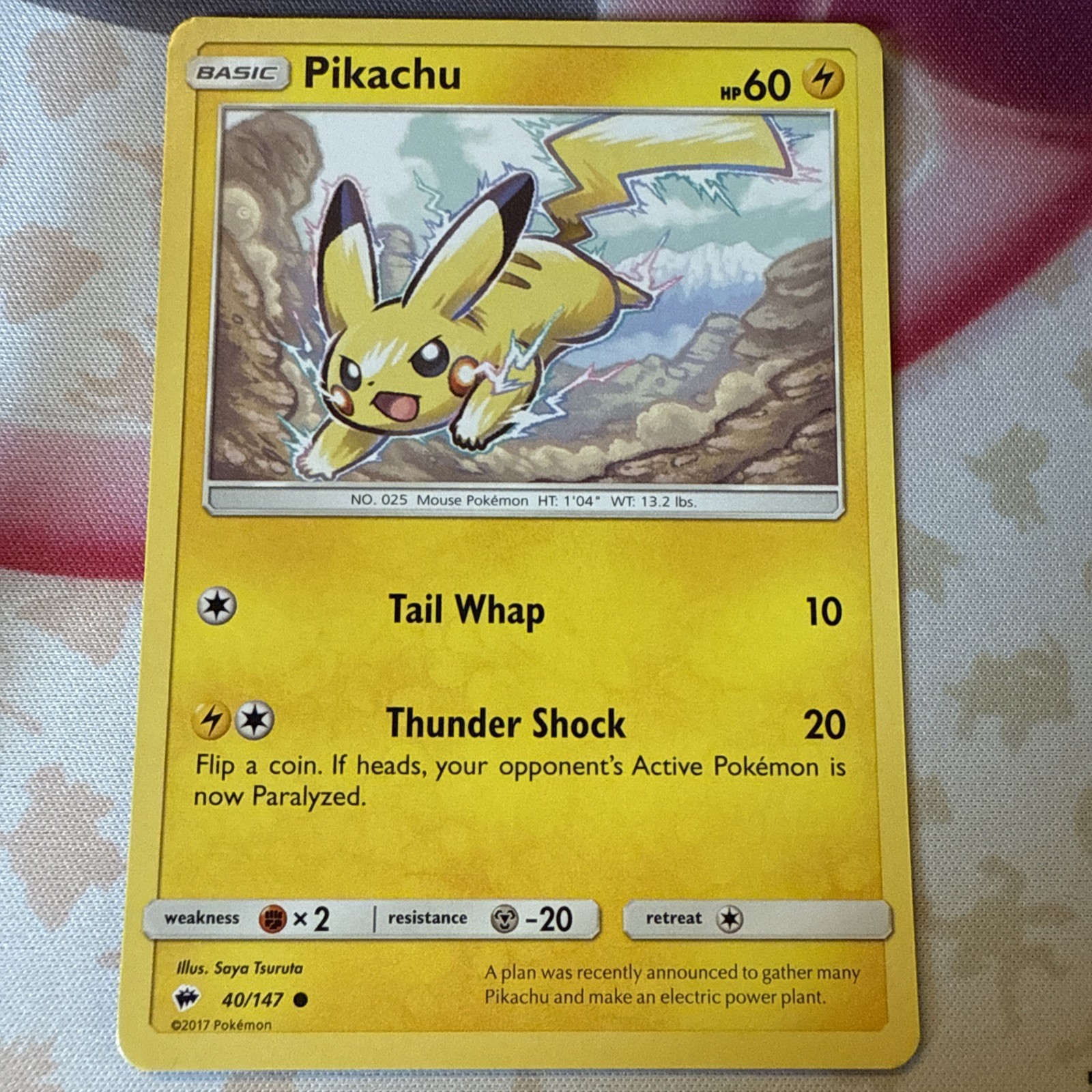 Pokemon PIKACHU Burning Shadows 40/147 NEAR MINT