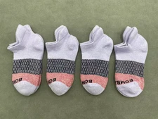 4 Pair Bombas Women's Tri-Block Marl Honeycomb Ankle Socks Size small multicolor