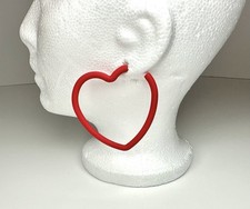 New Acrylic Red Heart Hoop Earrings 2.5  