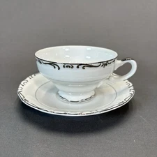 Empress China Regent Platinum Scrolls Tea Coffee Cup and Saucer Replacements