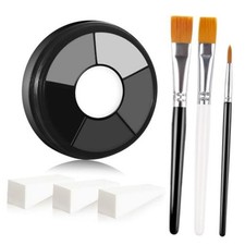 Grey Cream Face  Body Paint Palette Kit with 3 Brushes 3 09 Skeleton Makeup