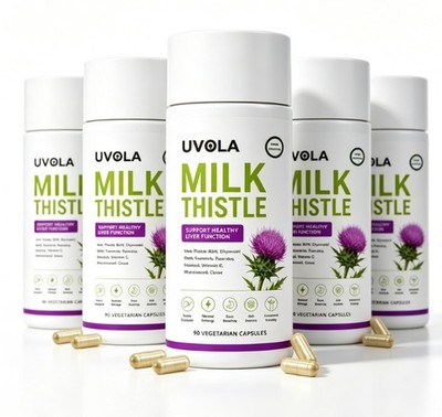 Uvola Milk Thistle Supplement, 80% Silymarin Liver Support Formula, 90 Capsules