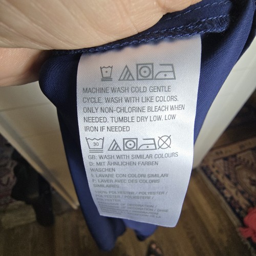 Vestido Campesino Rachel Hollis Azul Marino Satinado Talla S Adornado con Cuentas - Imagen 7 de 11