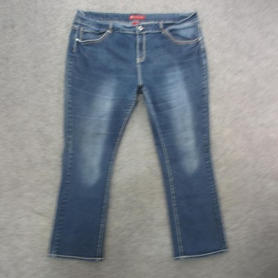 Red Rivet Jeans Womens 24W Dark Denim Bootcut Plus Size Rhinestone Embellished